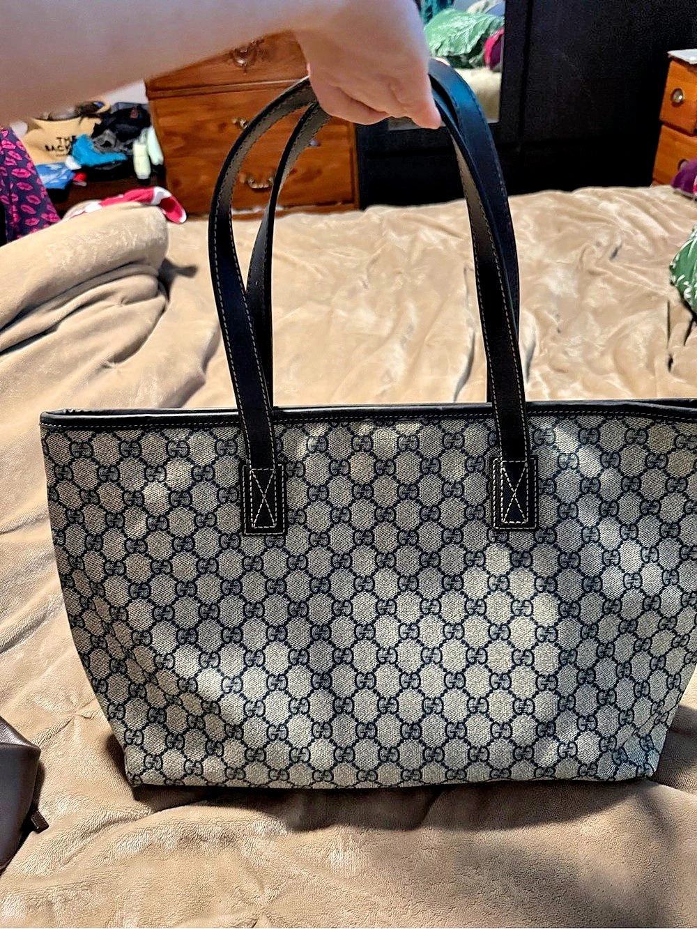 Gucci GG Monogram Tote Brown & Black